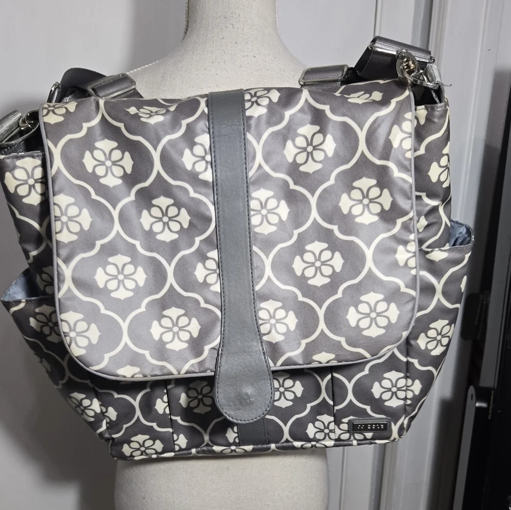 JJ Cole Backpack Diaper Bag, Gray Floret